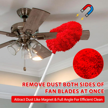 Ceiling Fan Cleaner Duster High Ceiling Extended Fan Blade Cleaner from 13 to 50 Inch Reusable Microfiber Ceiling Fan Duster with Extension Handle for Furniture Bookshelves Wall Door (Gray)