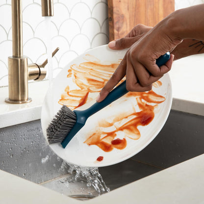 Full Circle Clean Ocean Small Grout Brush, Tough Bristles, Cleans Crevices, Sustainably Made 100% From Recycled Ghost Fishing Nets, Safe for Nonstick