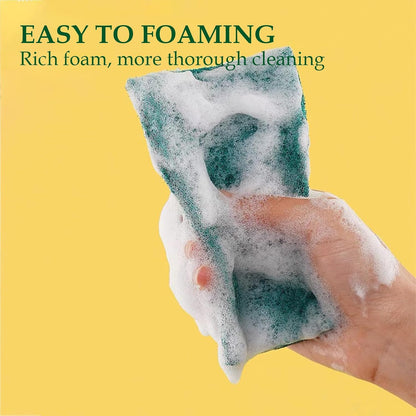 Heavy Duty Scour Pads Sponge Dish Scrubber Green Reusable Household Scrub Pads for for Dishes, Kitchen Scrubbers & Metal Grills 4 x 6 x 0.31inch (10Pcs)