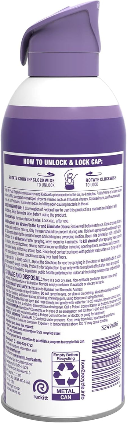Lysol Air Sanitizer Spray with Bacterial Odor Eliminator for Home & Office, Sanitizing Air Spray, Air Freshener Alternative, Light Breeze Scent, 10 oz (Pack of 3)