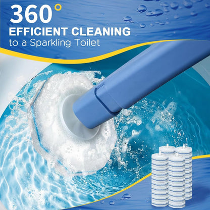 ROUNDSQUARE Disposable Toilet Bowl Cleaner with 40 Disinfecting 5X Power Refill Heads, Wands, Storage Caddy, Cleaning System Starter Kit