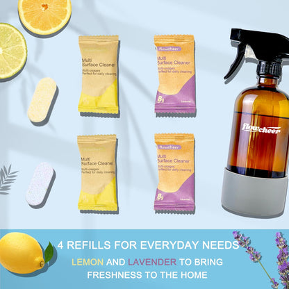 flowcheer Multi Surface Cleaner Refills -All Purpose Cleaning Tablets-Makes 192 fl oz(12 x 16 Fl oz) Bottles of Spray Cleaner for Household&Kitchen Cleaning-Lavender Scent(Not Included Bottles)