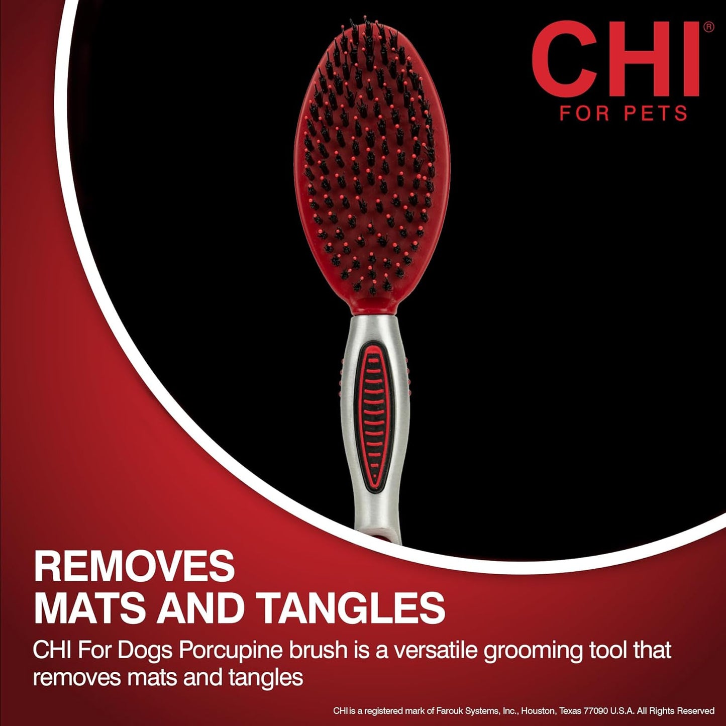 CHI for Dogs Rubber Fur Accumulator Brush, Dog Grooming Tool for Removing Loose Hair and Lint from Coats Furniture Clothing and Car Seats, Flexible Rubber Bristles, Easy Clean Grooming Brush