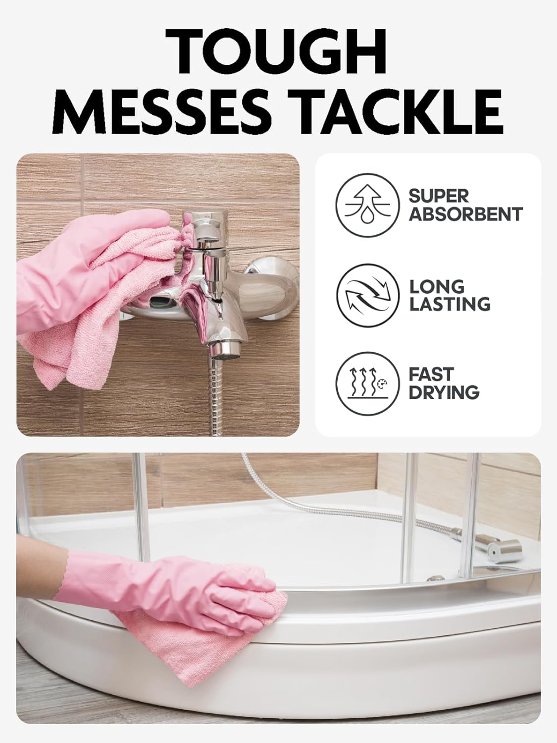 Fantasticlean Microfiber Cleaning Cloth Roll -40 Pack, Tear Away Microfiber Towels, 12" x 12", Reusable, Washable, Scratch Free, Ultra Absorbent Dishcloth for All-Around Cleaning Supplies (White)