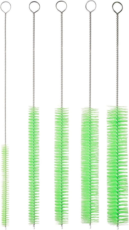 10" Tube Cleaning Brush Set, 5 Pack Large, Extra Long Nylon Straw Brushes with Flexible Handles for Bottles, Cleaning Straws, Pipe Cleaners, Keyboard, Glass, Guns, Detailing and Deep Cleaning, Black