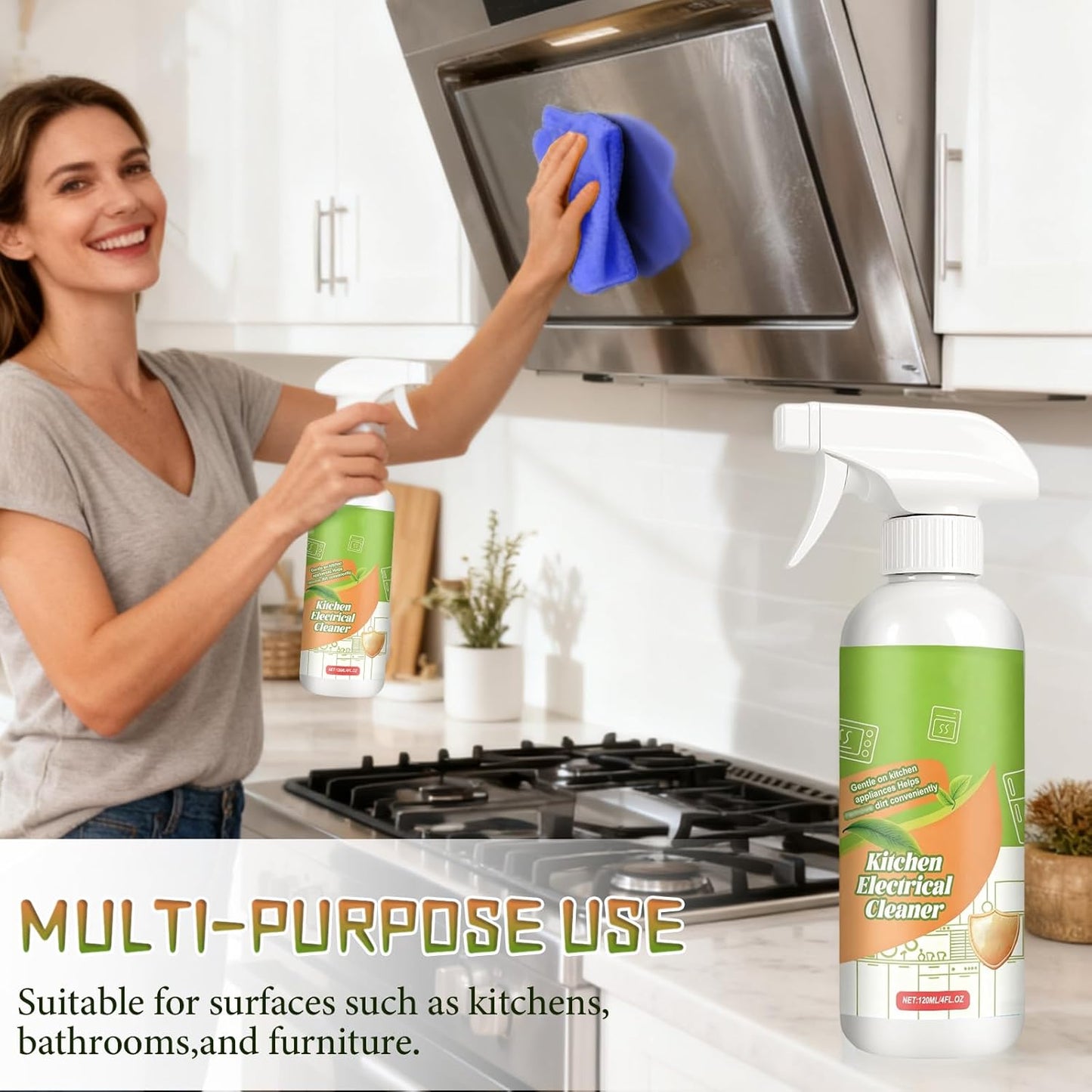 2Pcs Fly Cleanse Spray, Natural Formula to Household Appliances, Electrolyzed Ion Kitchen Cleaner Spray, Multi-Purpose Fly Cleaner, Effective Kitchen Appliance Cleaner for Hold,Oven,Stove,Range Hood