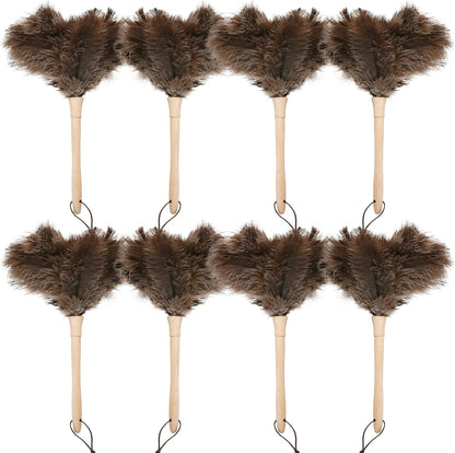 Natural Ostrich Feather Duster 14.9 inch Fluffy Mini Dusters with Plastic Handheld for Cleaning Car Keyboard Office 1 Pcs
