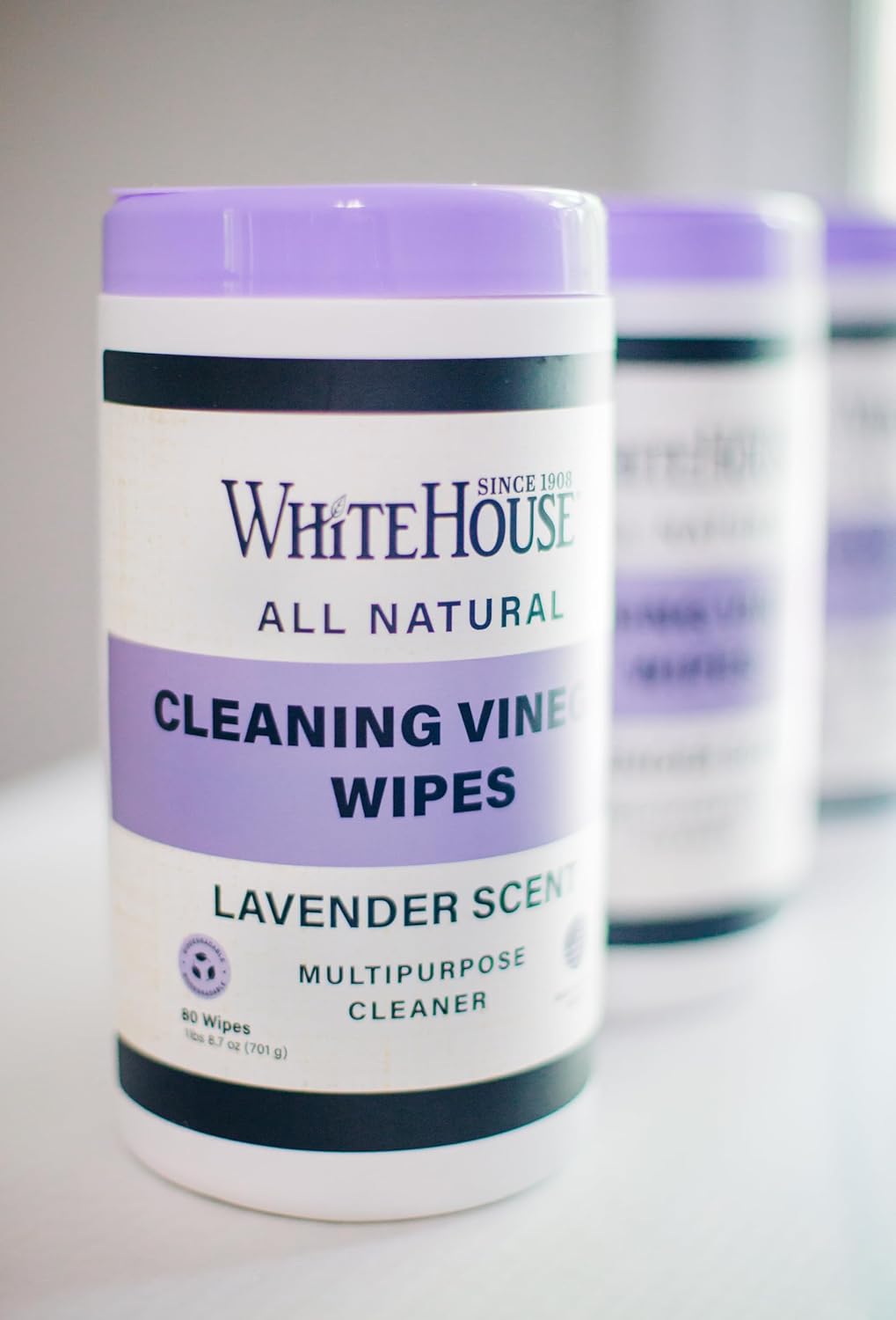 White House Cleaning Vinegar Wipes, Lavender (80 Wipe Count)