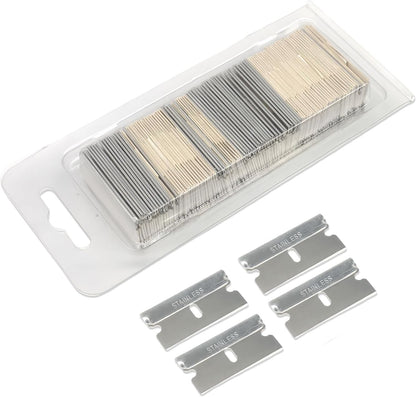 100Pcs Single Edge Razor Blades 1.5 inch for Standard Scraper Tool,Razor Blade Scraper Refill Stainless Steel Razor Blades for Removing Paint,Decal and Stickers