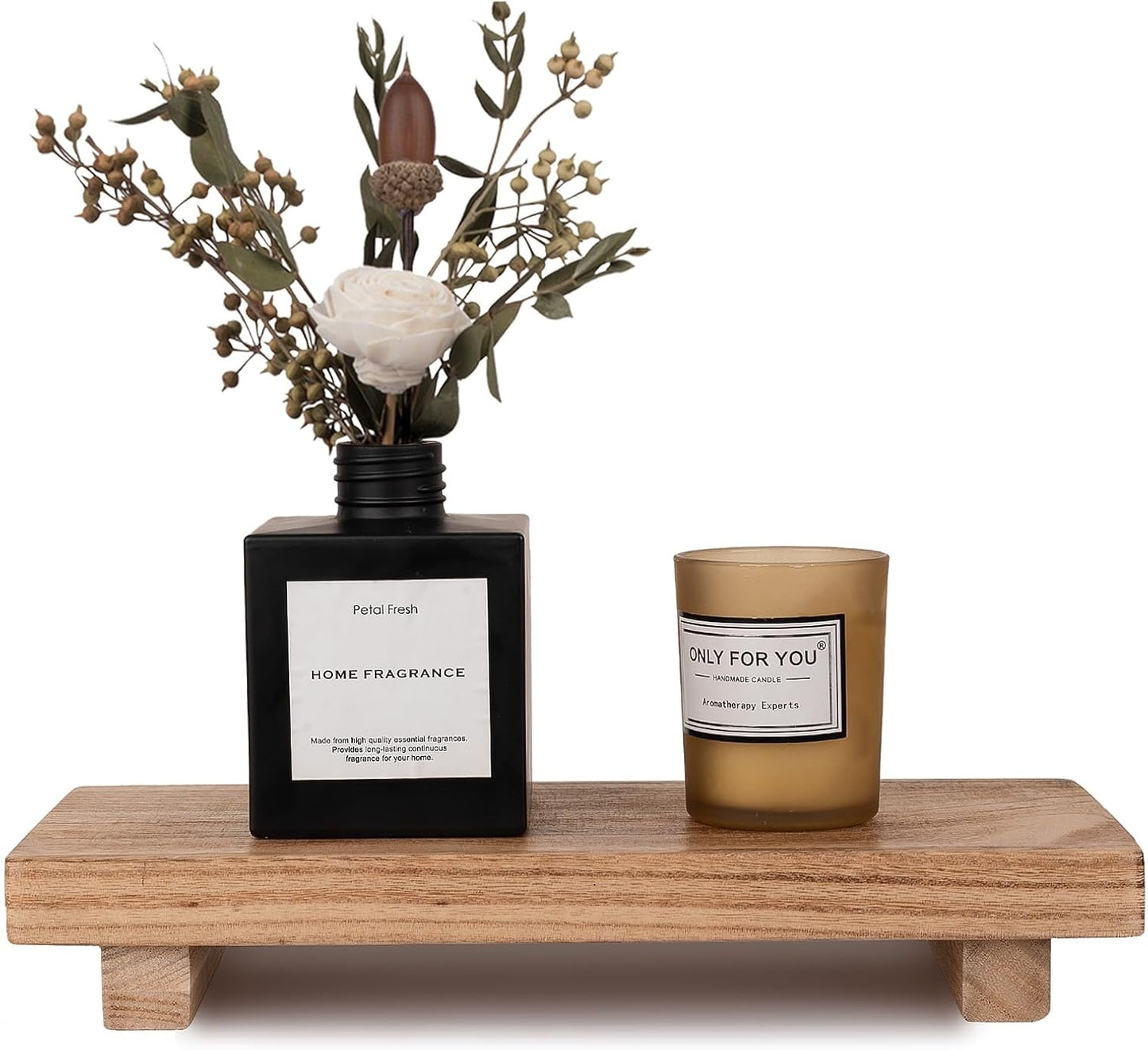 zoocatia Small Wood Tray Pedestal Stand Farmhouse Bathroom Decor Decorative Wooden Riser Kitchen Soap Dish Holder for Vanity, Counter, Sink, 9" x 5.9" - Black