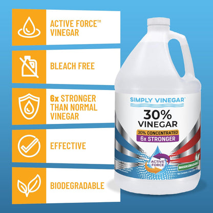 Simply Vinegar 30% Vinegar – Pure Concentrated Active-Force Vinegar for Cleaning, Home, and Garden, 128 oz