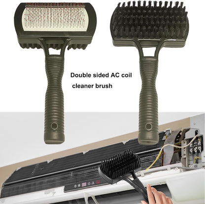6-Piece Air Conditioner Fin Cleaning Kit HVAC Coil Cleaning Tool Set with Fin Comb Straightener Dual-Sided Microfiber Brushes Deep Cleaning Maintenance for AC Radiator, Vents, Evaporator Coils