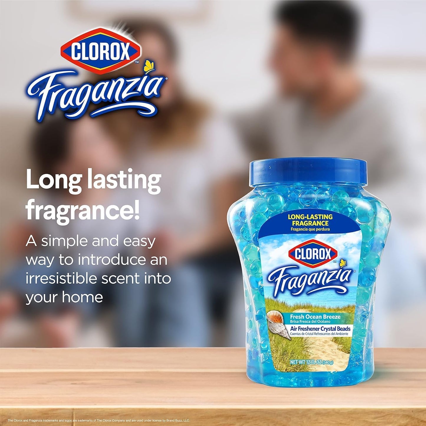 Clorox Fraganzia Crystal Beads Air Freshener, Long Lasting Room Deodorizer and Odor Eliminator Gel Beads to Freshen Home, Car, or Office, Lavender with Eucalyptus Scent, 12 Fl Oz