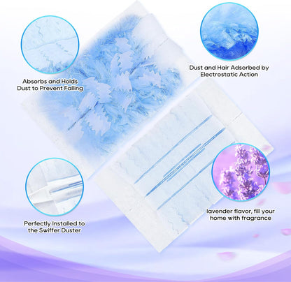 20 Count Duster Refill Compatible with Swiffer Hand Duster, Lavender Flavor Disposable Heavy Duty Duster Refills, Dusters Refills for Cleaning, Blinds & Ceiling Fan (Handle is Not Included)