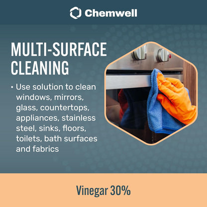 Chemwell 99% Vinegar (32 fl oz) - General Purpose All-Natural Multi-Surface Cleaner for Home, Patio & Commercial - High Performance, Powerful Concentrated Acetic Acid - Made in USA