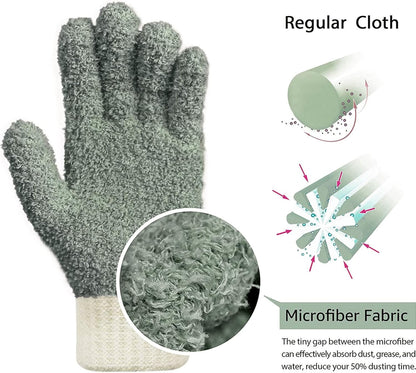MIG4U Microfiber Dusting Gloves House Cleaning Glove for Blinds, Windows, Shutters, Furniture, and Car, Reusable Lint-Free Pink 1 Pair S/M