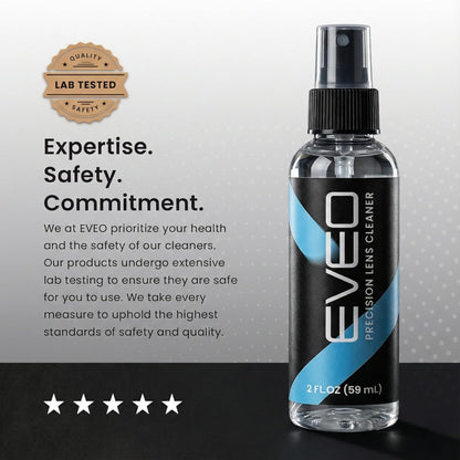 EVEO Glasses Cleaner Spray - Eyeglass Cleaner Lens Cleaner No Streaks Technology & Microfiber Cleaning Cloth - Glasses Cleaning Kit, Eye Glass Cleaners Spray - Screen & Eye Glasses Kit - 2 Pack