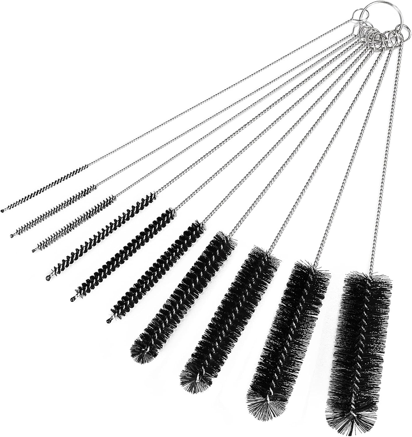 CiaraQ Bottle Cleaning Brushes, 8 Inch Nylon Tube Brush Set, Cleaner for Narrow Neck Bottles Cups with Hook, Set of 10pcs