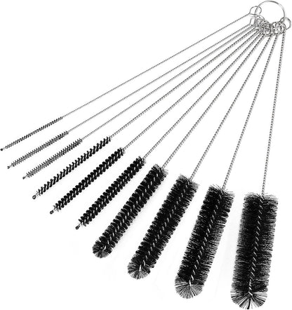 CiaraQ Bottle Cleaning Brushes, 8 Inch Nylon Tube Brush Set, Cleaner for Narrow Neck Bottles Cups with Hook, Set of 10pcs