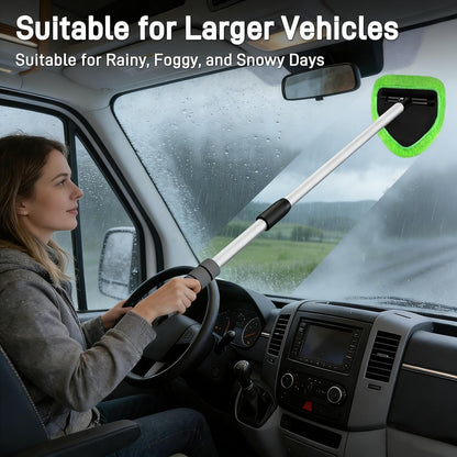 XINDELL Windshield Cleaner Tool – Car Interior Window Cleaning Kit with Extendable Handle & 4 Microfiber Pads, Auto Wiper Inside Windshield Brush for Car & Home Windows