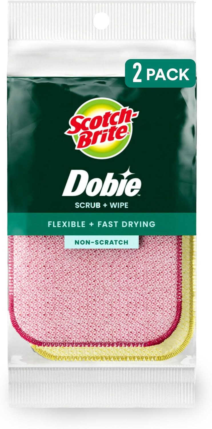 Scotch-Brite Stay Clean Scrubbing Dish Cloths, Rinses Clean and Dries Quick, 2 Non-Scratch Dish Cloths