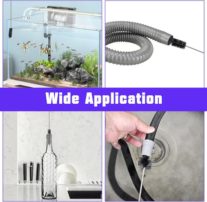 11 Pcs Flexible Drain Brush Set, 79 Inches Double Ended Tube Cleaning Brushes and 10 Pcs Different Sizes Straw Cleaning Brush Long Pipe Cleaners for Kitchen, Sink, Drain Pipe
