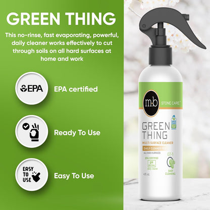 MB Stone Care Sample Kit - MB-11 Marble Etch Remover for Light to Neutral Colored Calcite Based Stone, GT-1 Green Thing, MB-24 Barrier Sealer, Finito Finishing Spray, Microfiber Towels