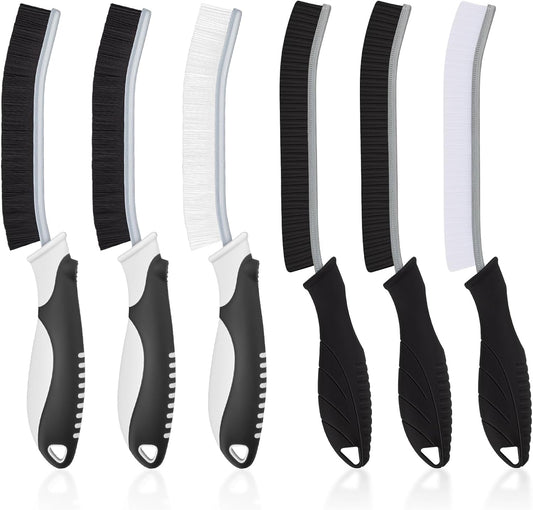 TQRR Cleaning Brush-Hard Crevice Cleaning Brushes, Multifunctional Window Groove Brushes, Grout Brush, Cleaning Tool for Bathroom, Kitchen, Toilet, Tile, Sink, Home (6, Black)