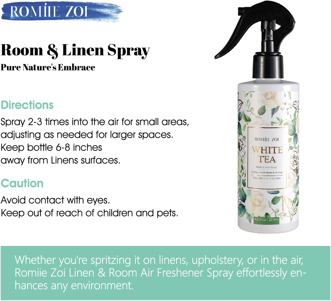 ROMIIE ZOI Room Spray Lemon, Air Freshener Spray Made with Natural Plant Extract, Scented Room Spray for Home Fragrance Fabric Spray Freshener 8.5 FL OZ