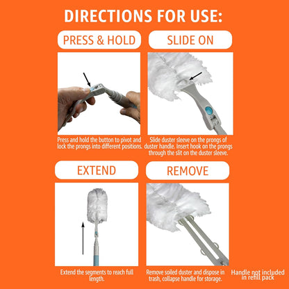 Amazon Basics 360° Heavy Duty Duster Kit with Extendable Handle and 6 Microfiber Plumes Refills for Pet Hair