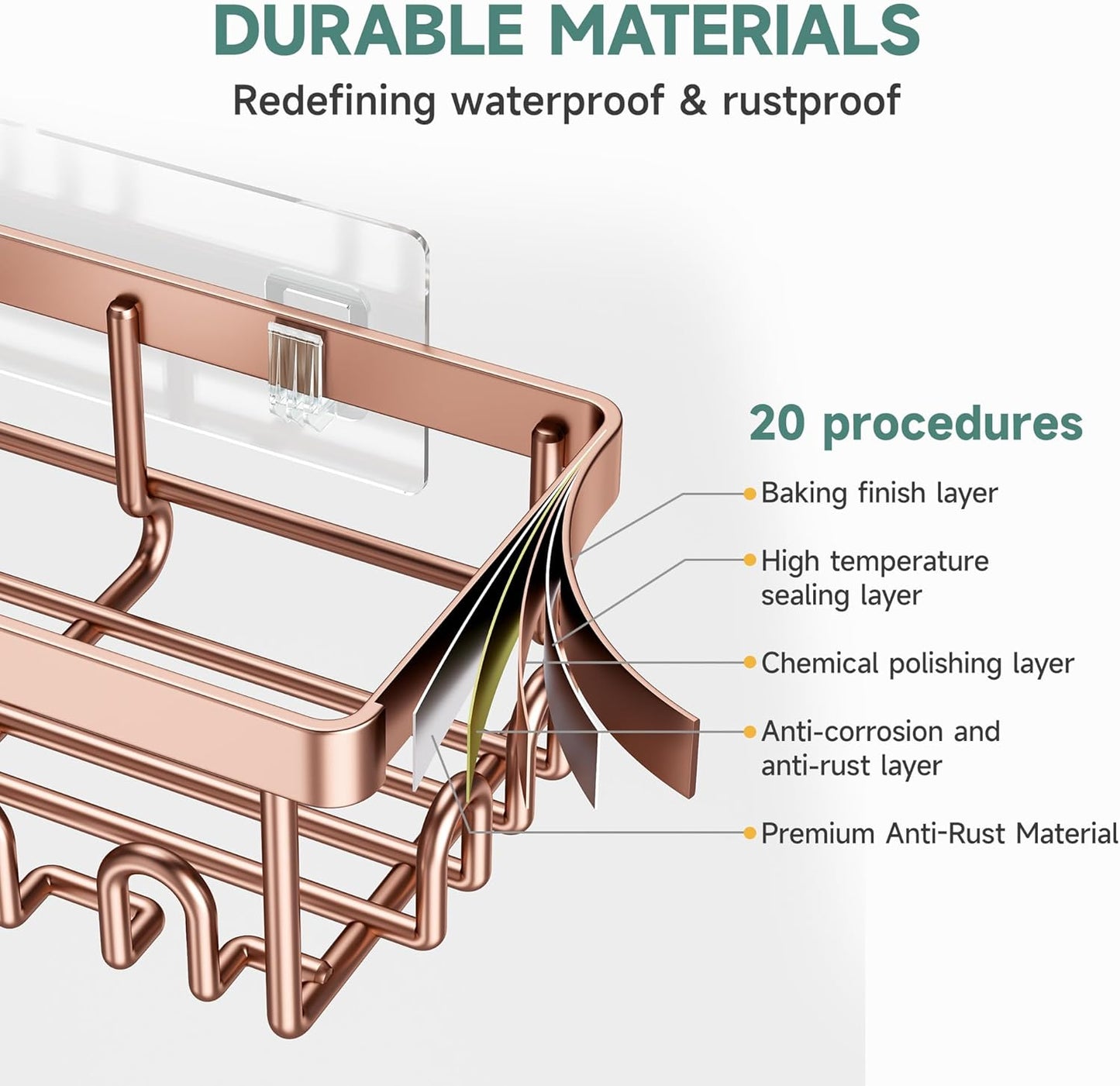 Veken Shower Caddy 6-Pack, Advanced Rustproof Design, No Drilling Adhesive Shelves, Rack with Soap Holder, Large Capacity Bathroom Organizers and Storage, Wall-Mounted, Gifts for Women Mom
