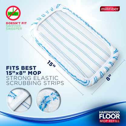 Millifiber Microfiber Mop Refills 15x8 Inches, 3-Pack (Mop is Not Included)