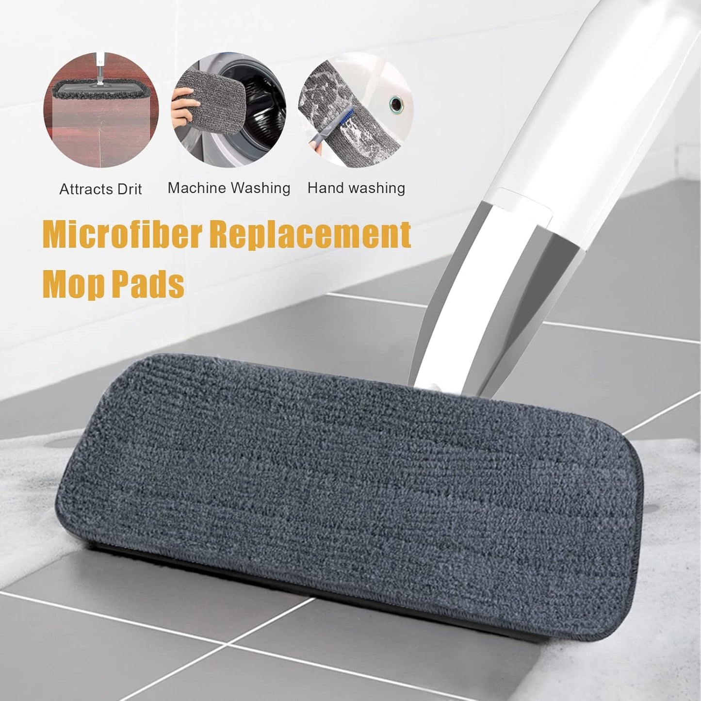Spray Mop for Floor Cleaning - Microfiber Wet Floor Mop with 3 Washable Pads and Refillable Bottle, Flat Mop with Sprayer for Kitchen Wood Hardwood Laminate Tile Floors Dust Cleaning