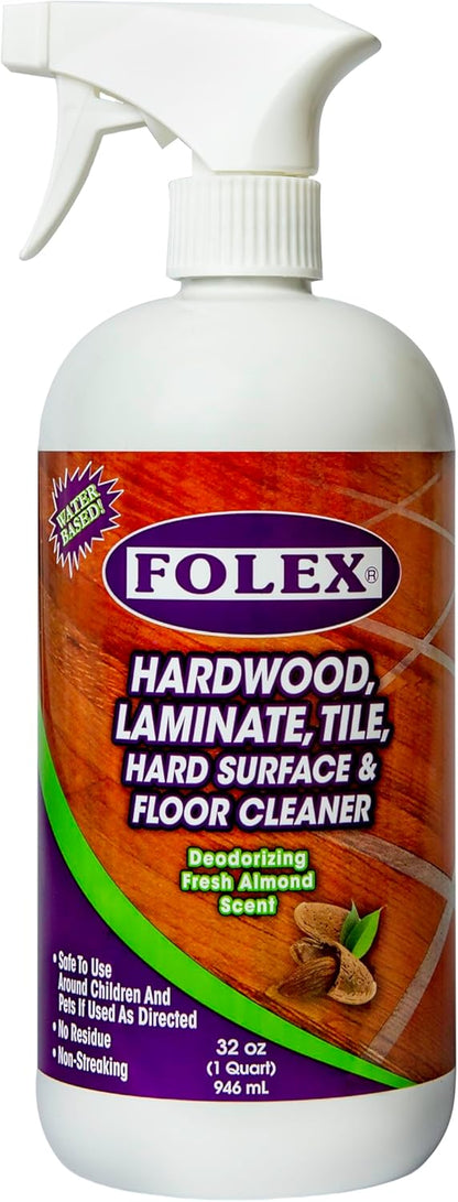 FOLEX Hardwood, Laminate, Tile and Hard Surface Floor Cleaner 32oz Fresh Almond Scent Residue Free and Streak Free Formula for Sealed Wood, Engineered Floors and Ceramic Tile