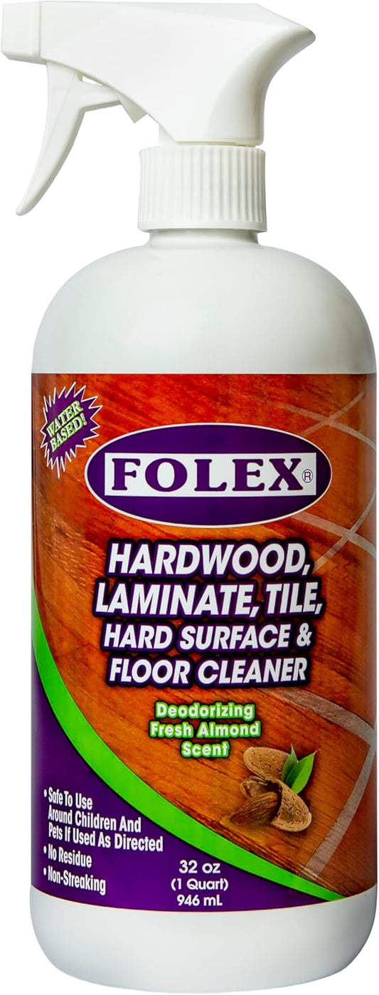 FOLEX Hardwood, Laminate, Tile and Hard Surface Floor Cleaner 32oz Fresh Almond Scent Residue Free and Streak Free Formula for Sealed Wood, Engineered Floors and Ceramic Tile