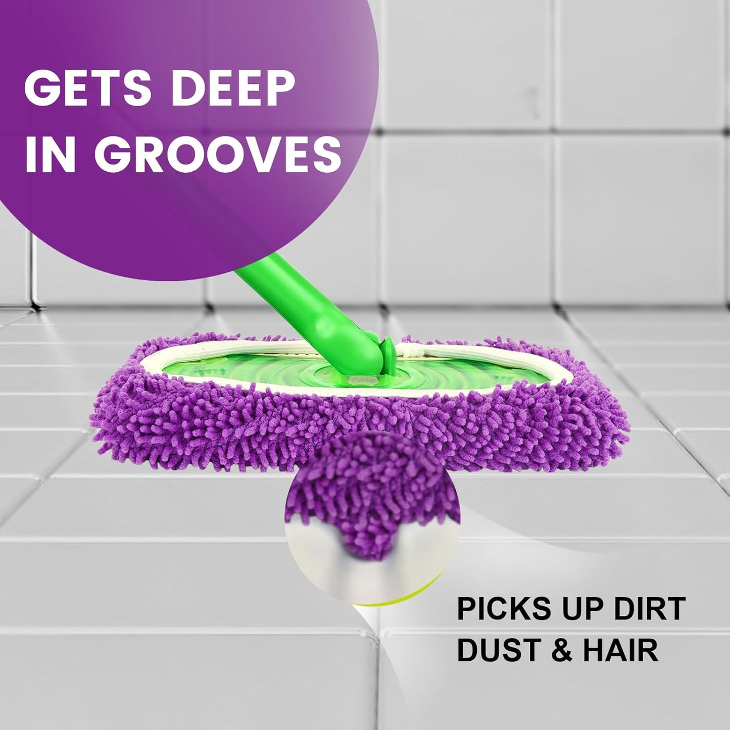 6Pcs Reusable Microfiber Mop Pads Compatible with Sweeper Mop, Replacement Wet Mopping pad Refills & Washable Dry Sweeping Cloths for Surface/Hardwood Floor Cleaning