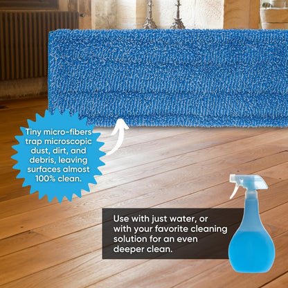 Microfiber Wholesale 18 inch Microfiber Mop Pads - Machine Washable, Reusable, Refills & Replacement Wet Mop Heads Compatible with Any Microfiber Flat Mop System (3 Pack)