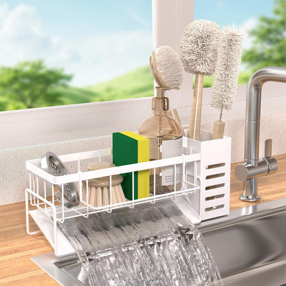 Kitchen Caddy Sink Organizer,Sponge Holder for Kitchen Sink,Dish Soap Dispenser,Kitchen Sink Accessories Countertop Organizer,Stainless Steel Sink Sponge Caddy Over the Sink Shelf