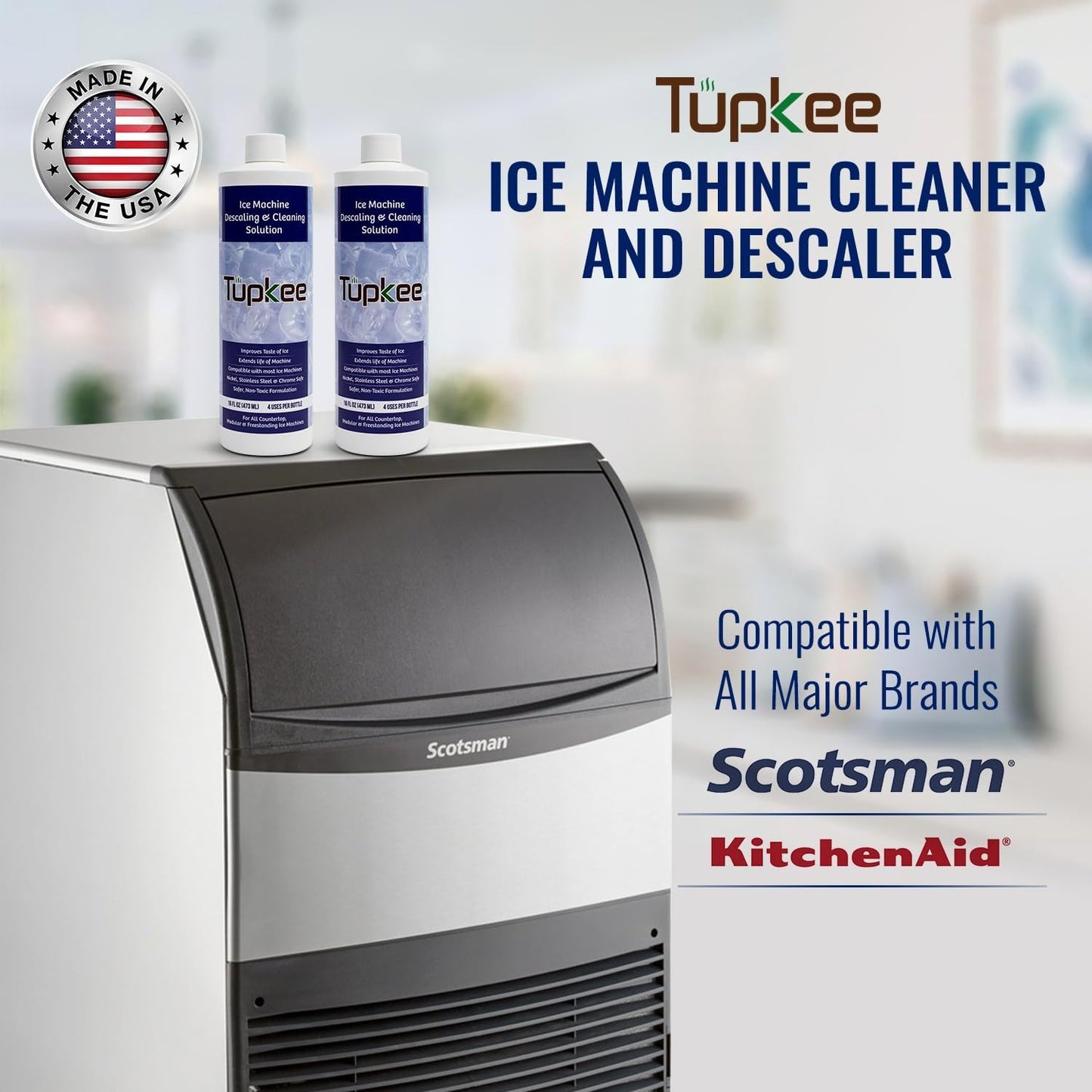 Ice Machine Cleaner Nickel Safe - 16oz, Compatible for Affresh, Whirlpool 4396808, Manitowoc, Kitchenaid, Scotsman Ice Maker Cleaner Descaler - Pack of 4