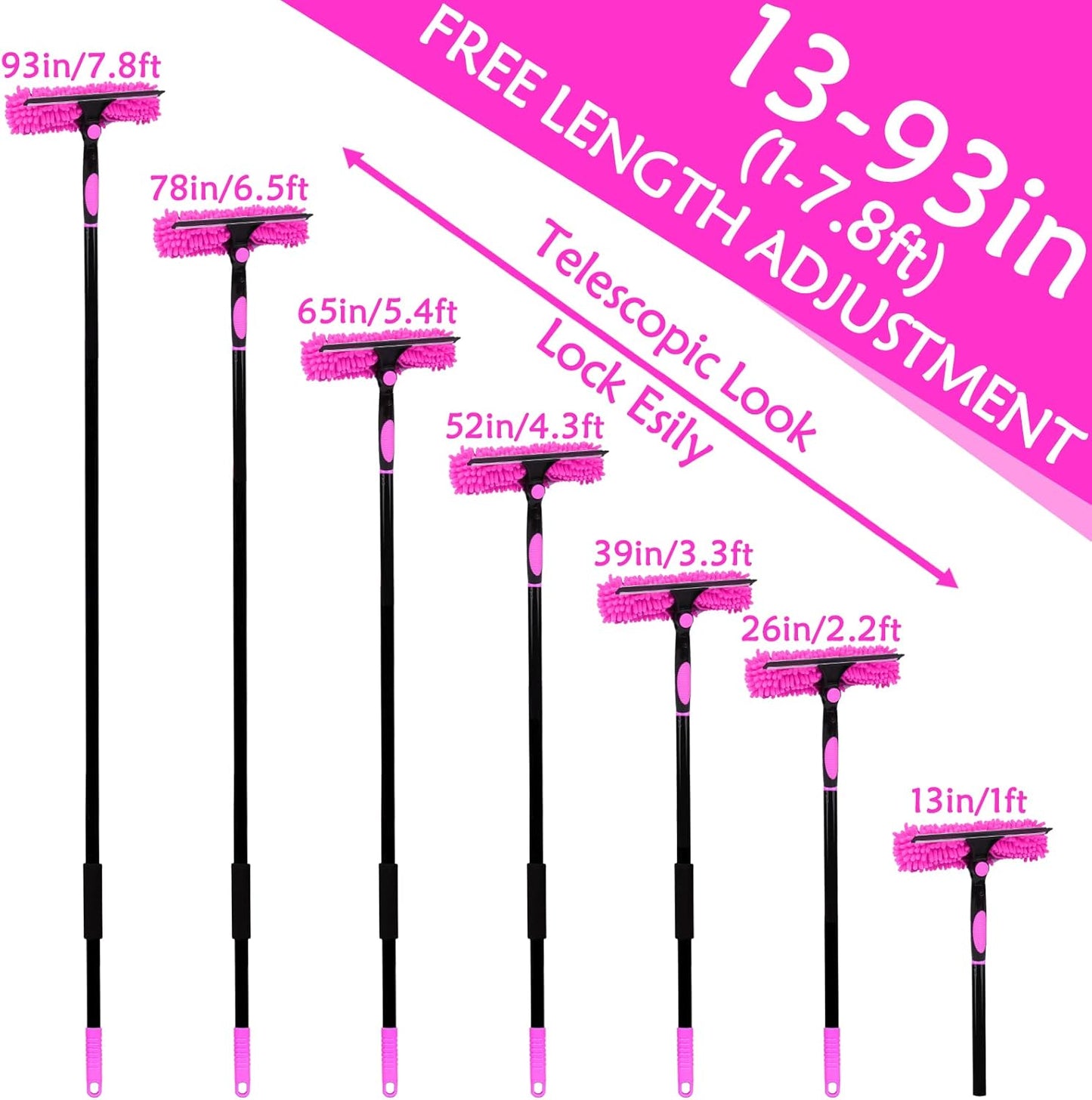 CALBEAU 15 Foot Dusters for Cleaning, Duster with Extension Pole 7-15ft, Microfiber Feather Duster Used for Cleaning Ceiling Fan, High Window, Blinds, Shutters, Sofa, Cobweb Duster for Home (12 PCS)