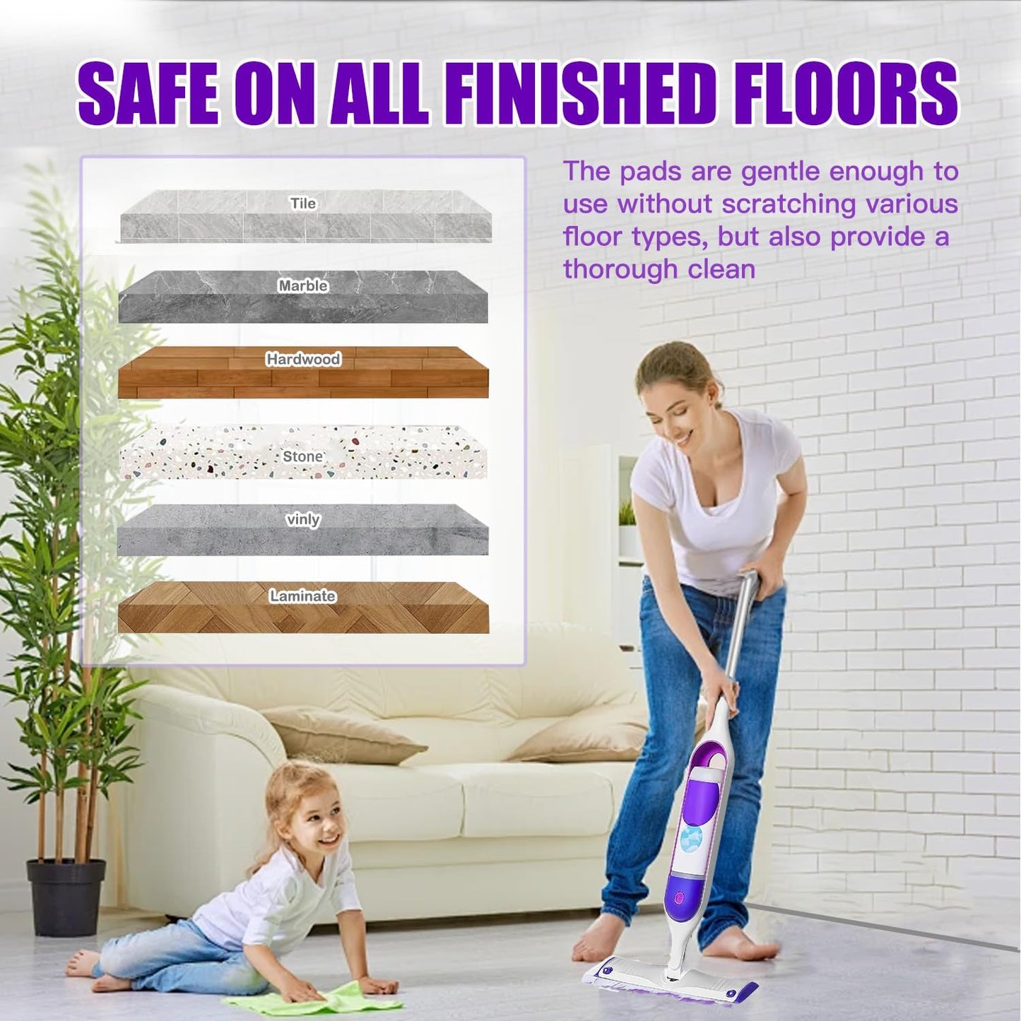 Power Mop Pads Refills for Swiffer PowerMop Multi-Surface Mopping Pad Disposable Replacement Mop Pads Compatible with Swiffer PowerMop,Safe on All Finished Floors,18 Count