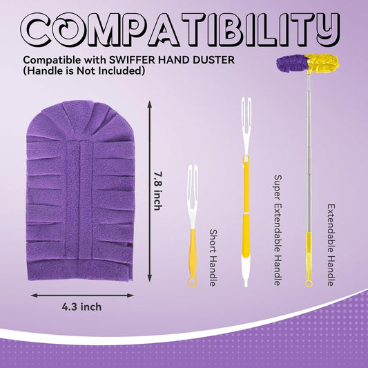 Reusable Duster Refill Compatible with Swiffer, 360 Heavy Duty Duster Refills Only, Washable Duster Pads for Swiffer Duster 3ft 6ft Extended Handle for Cleaning, 12 Pack (Handle is Not Included)