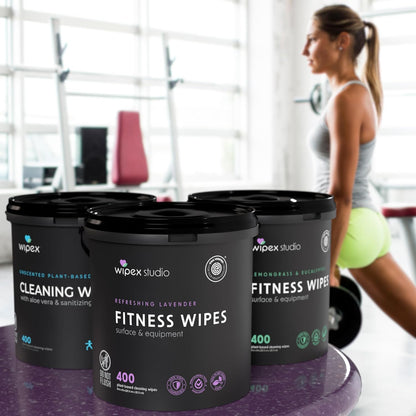 Wipex Gym Wipes Bucket Refill – EWG Verified, 400 Ct Plant-based Fitness Equipment Wipes, Lavender and Vinegar to Clean Surfaces, Safe Yoga Mat Cleaner, Gym Cleaner and Peloton