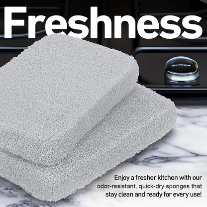 Casanero 6 Pack Silicone Dish Sponges, Heavy Duty Non Scratch Sponges for Dishwashing, Reusable Household Cleaning Sponges for Kitchen, Countertop, Bathroom, Non Stick Cookware or Car