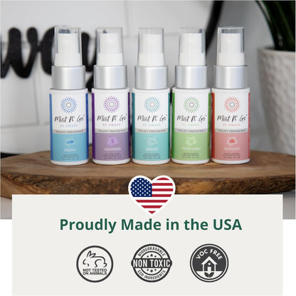 Mist N’ Go by Omaze Travel Bathroom Spray for Toilet Spray Odor Eliminator - Travel Toilet Spray for Bathroom Air Freshener Spray for Bathroom Deodorizer - Clean Mix, Travel Size (1oz x2)