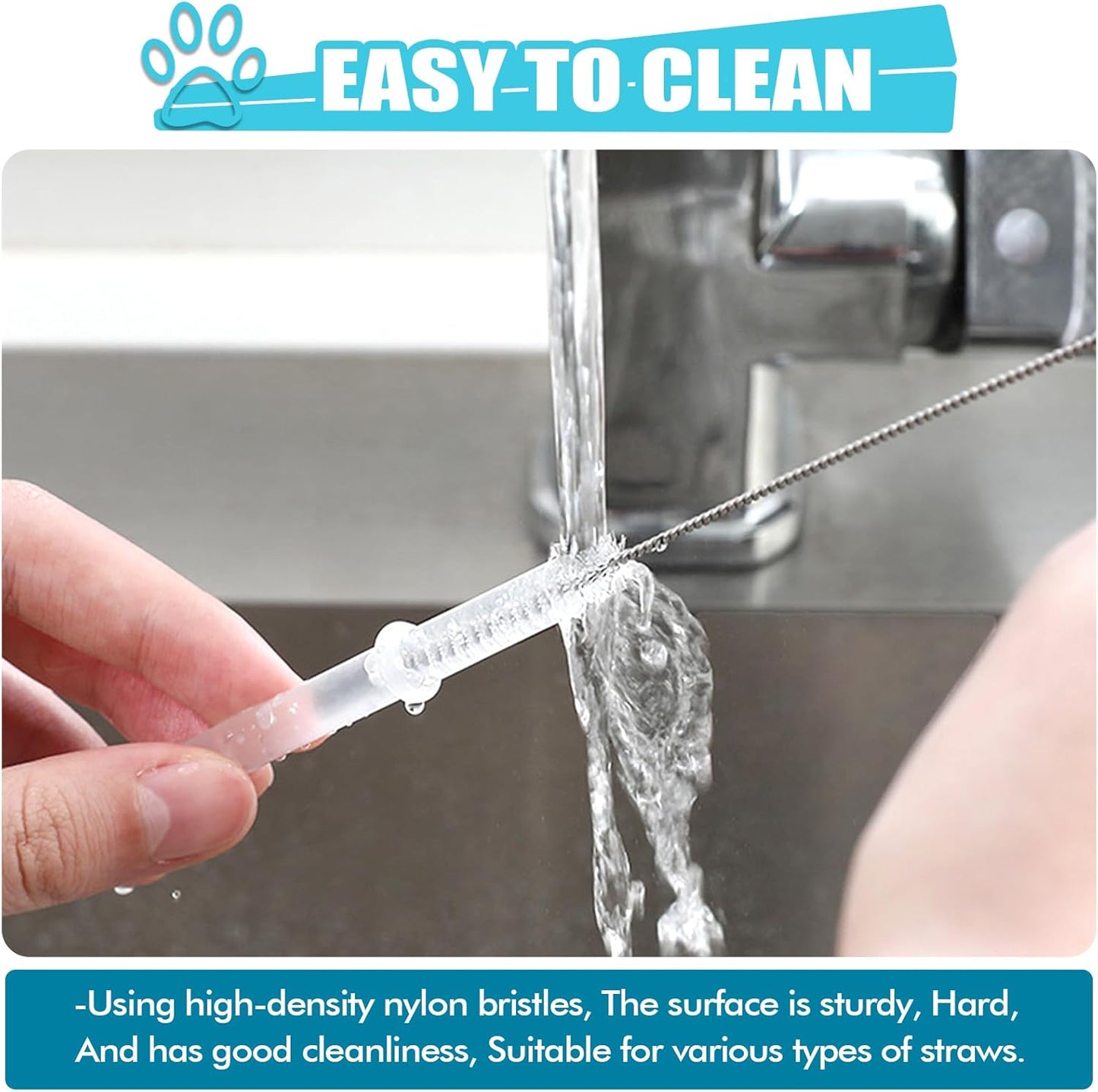Straw Cleaner Brush 8PCS Long Straw Brushes Reusable Nylon Tube Brush Drinking Straw Cleaning Brush Set for Water Bottle, Straws, Tube, Flasks (8PCS Style 2)