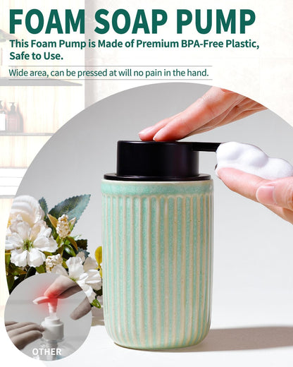 BosilunLife Dish Hand Soap Dispenser - Liquid Pump Soap Dispenser for Bathroom Decro 12oz Ceramic Kitchen Dish Dispenser with Rust-Proof Liquid Pump Modern Refillable Lotion Bottles