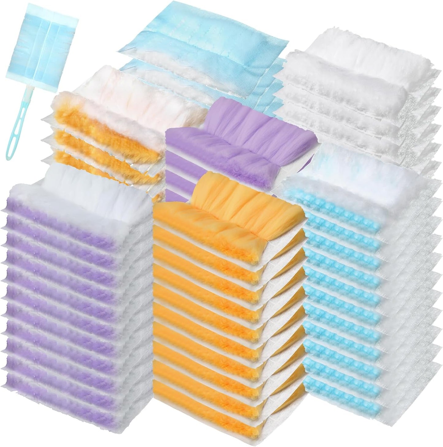 Mimorou 300 Pcs Disposable Dusters Refills Bulk Heavy Duty 180° Multi Surface Replacement Dusters for Cleaning Ceiling Fan with Microfibers Unscented (Light Colors)