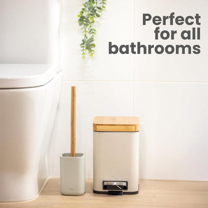 Vigar Zense Toilet Brush and Holder Set, Toilet Bowl Brush with Polyresin Stone Holder, Bathroom Sets for Bathroom Decor and Accessories, Terrazzo