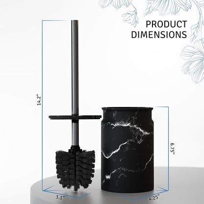 Toilet Brush and Holder Set - Toilet Bowl Brush and Holder with Sturdy Bristles for Thorough Cleaning - Concealed White Bathroom Accessories Toilet Cleaner Brush for Bathroom (Marble Look)